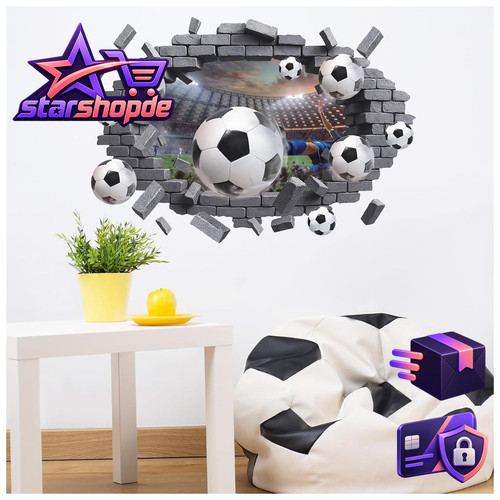 Wandtattoo fußball - 3d,